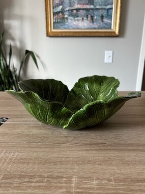 Vintage Cabbage Large Ceramic Bowl - 13in